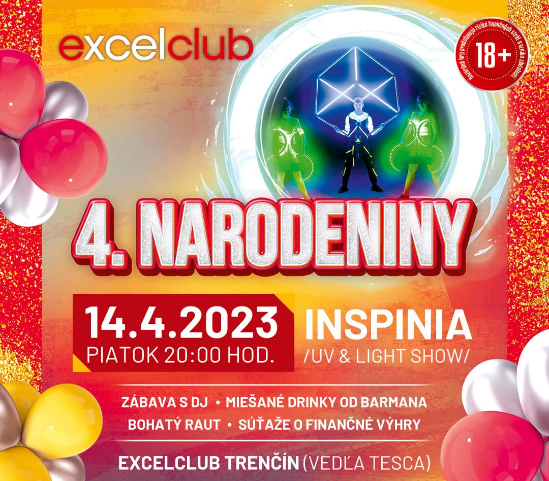4. NARODENINY 14.4.2023 EXCELCLUB TRENČÍN