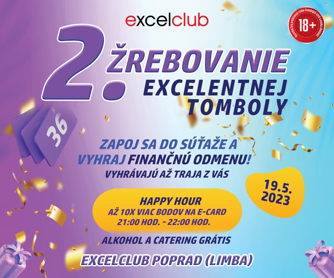 2. žrebovanie excelentnej tomboly 19.5.2023 excelclub Poprad