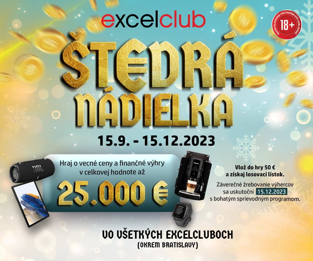 ŠTEDRÁ NÁDIELKA 15.9. - 15.12.2023 - excelcluby