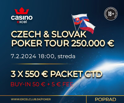 SATELITE TO CZECH & SLOVAK POKER TOUR 250.000 € 7.2.2024 casino excel Poprad