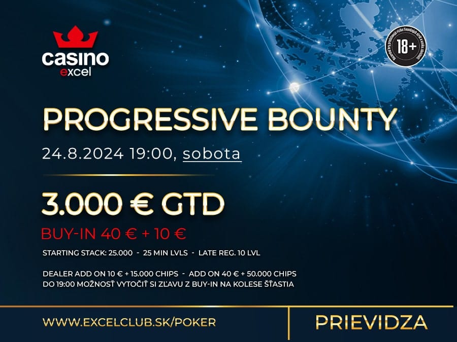 PROGRESSIVE BOUNTY 24.8.2024 casino excel Prievidza