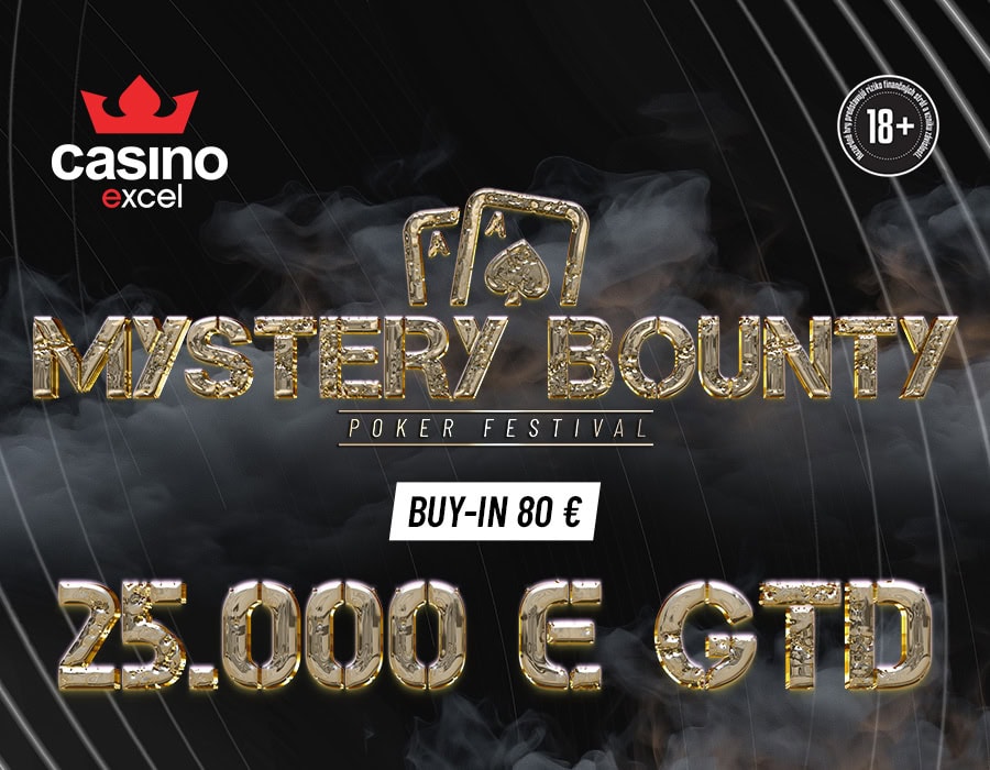 CASINO EXCEL V POPRADE si pre pokrových nadšencov pripravilo päťdňový turnaj MYSTERY BOUNTY POKER FESTIVAL s parádnou garanciou. Zabojuj o prize pool 25.000 €.